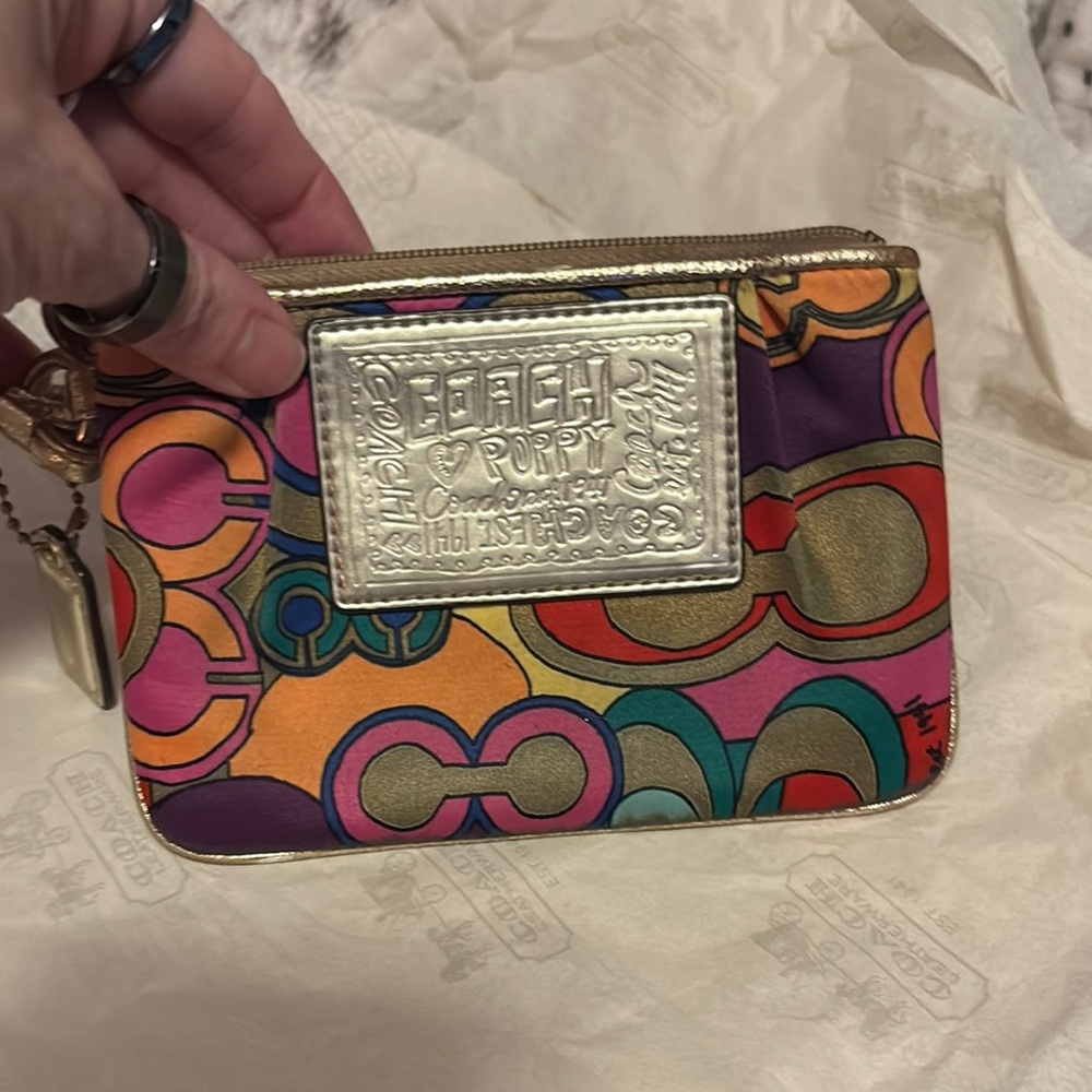 Coach Gold Clutch Vibrant Design